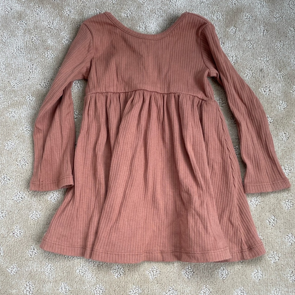 Quincy Mae ribbed long sleeve dress - clay